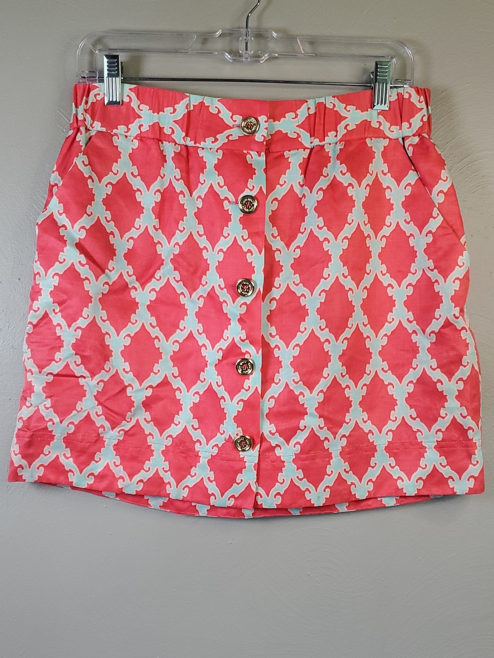 Kate Spade New York Coral And Light Blue Geometric Print Skirt. Size 8